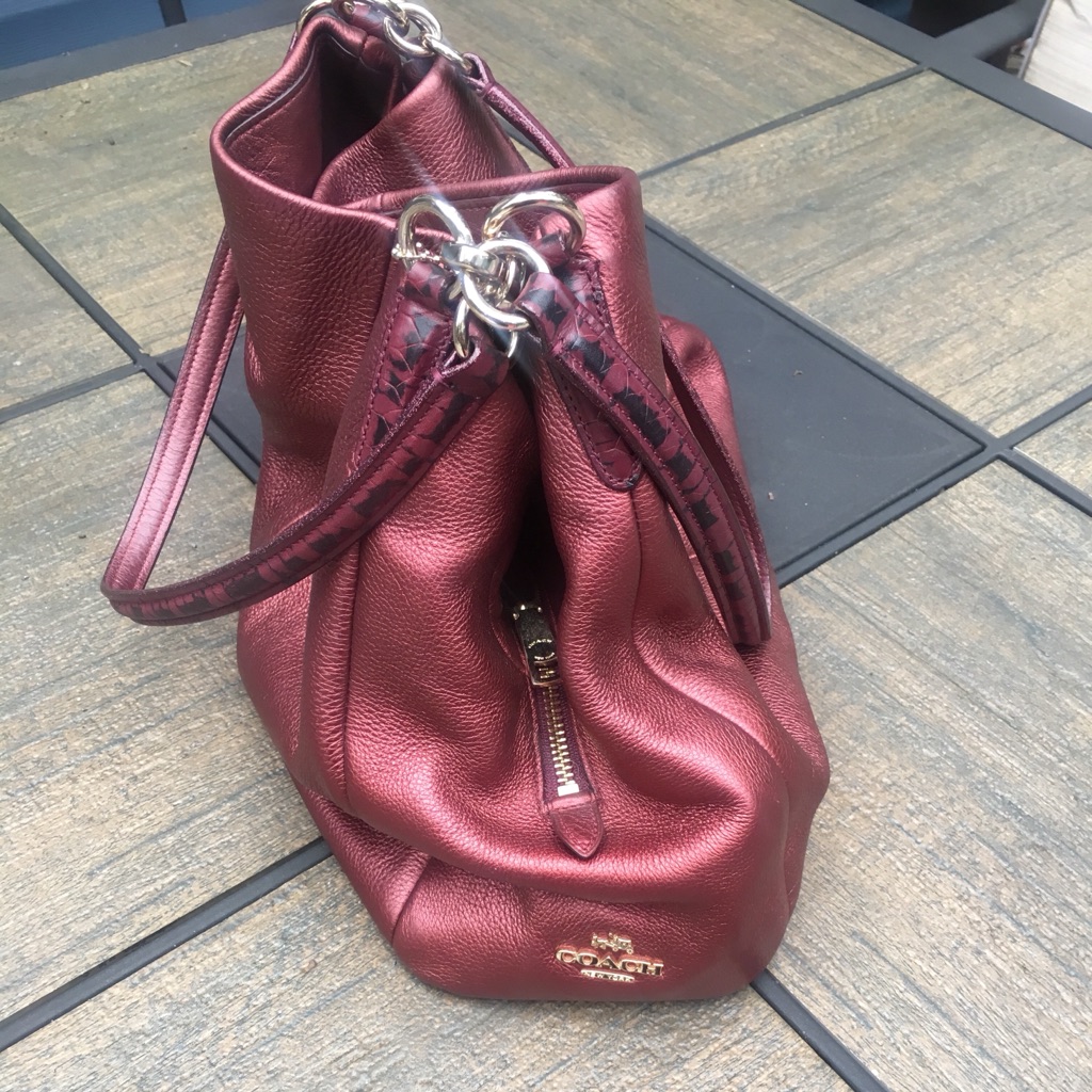 Coach Deep Red Pebble Grain Leather Bag